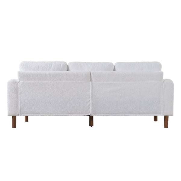English Elm Christopher Knight Home® - 83.86" 3-Seater Sofa in Teddy Velvet with Curved Armrests & Solid Wood Legs, Plush Durable Comfort Cream White N765P331021W