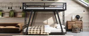 English Elm Twin Over Metal Bunk Bed with Led Lights Usb Ports Drawers and Sofa Conversion W5305S00054