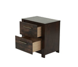 English Elm Rustic 1 Piece Nightstand Wooden Mahogany Finish Bedside Table 2-Drawers Classic Bedroom Furniture