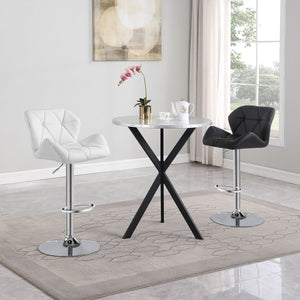 English Elm Kerwin Tufted White Upholstered Adjustable Bar Stool Set of 2 — Swivel, Chrome Pedestal, Height Lever B062P374131