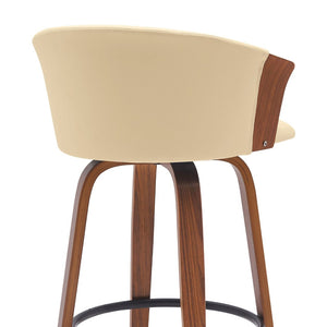 English Elm Diana Mid-century Swivel Barstool Walnut Frame Faux Leather Seat for Kitchen or Home Bar B2736P464833