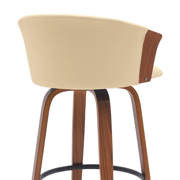 English Elm Diana Mid-century Swivel Barstool Walnut Frame Faux Leather Seat for Kitchen or Home Bar B2736P464833