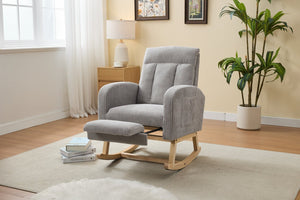 English Elm Modern Upholstered Rocking Chair With Solid Wood Legs, High Backrest, Side Pocket For Comfort & Style P1 W2725P276819-GIGA
