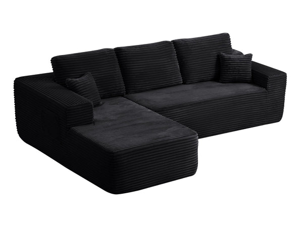 English Elm 104" Cloud Modular Sectional Plush Corduroy Deep Seating Sofa with Chaise for Living Room W3975S00031