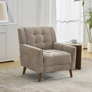 English Elm Mid-century Waffle Tufted Club Chair Solid Wood Splayed Legs Reading Lounge Accent Light Brown,Walnut N776P379535L