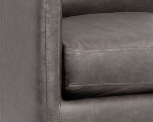 Sunpan Portman Swivel Lounge Chair - Modern Design with 360-Degree Comfort and Stylish Track Arms Marseille Concrete Leather