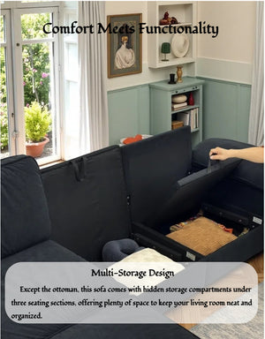 English Elm Fx-P20M-3S0-Bk Modern L-Shaped Sectional Sofa With Storage, Deep Cushions & Space-Saving Design W576S00234