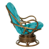 OSP Home Furnishings Kauai Rattan Swivel Rocker Chair Blue