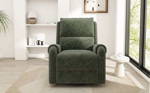 English Elm Manual Recliner Swivel Rocker Massage Chair Chenille Nursery and Living Room Seat Green N763P347287F