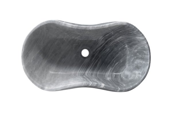 English Elm Carrara Gray Marble Vessel Sink - Semi-Polished, Unique Design For Elegant Bathrooms, 23.6X14.2 Inches W1696P333270