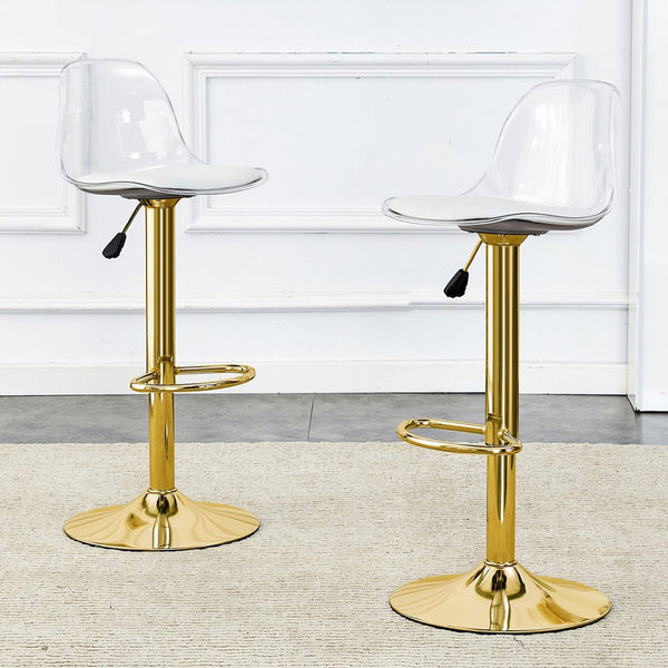 English Elm Modern Swivel Barstools Set of 2 with Clear Pet Back and Padded Pu Seat W1151P192280