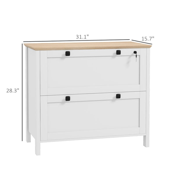 English Elm Lateral Filing Cabinet Two Drawer Printer Stand with Lock for Home Office Use T3971P412247