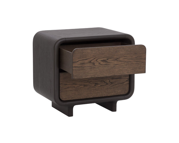 Sunpan KOA Nightstand - Stylish Two-Tone Storage Solution with Oak Drawers & Charcoal Frame for Any Décor 112330