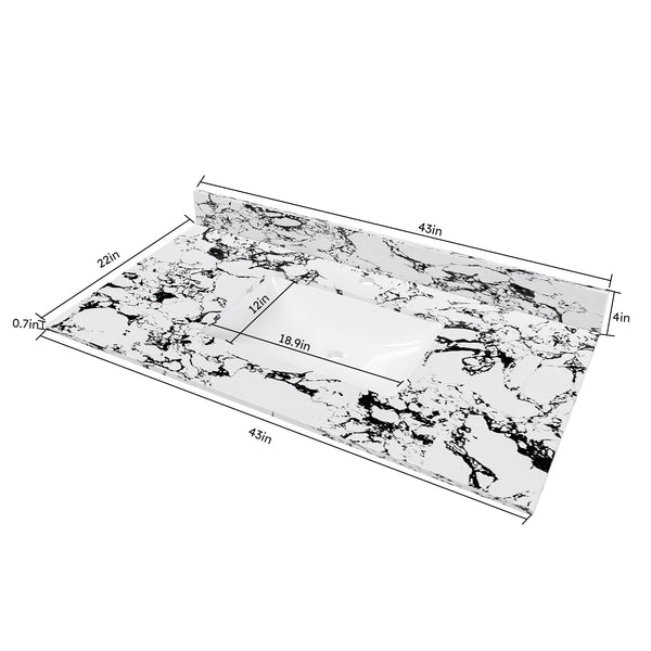 English Elm 43"X22" Bathroom Vanity Top With Undermount Sink & Backsplash In Panda White - Durable & Stylish! W509P362107