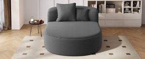 English Elm Modern Chaise Lounge Sofa oversized corduroy chaise with high-density foam, spring support & pillows Gray N719P329129E