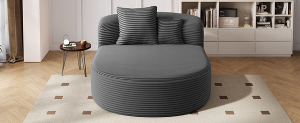 English Elm Modern Chaise Lounge Sofa oversized corduroy chaise with high-density foam, spring support & pillows Gray N719P329129E