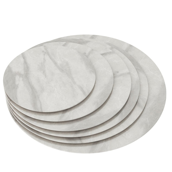 English Elm 36"inch Round Tempered Glass Tabletop Marble Print Indoor Outdoor Dining Patio Gray W241P361490