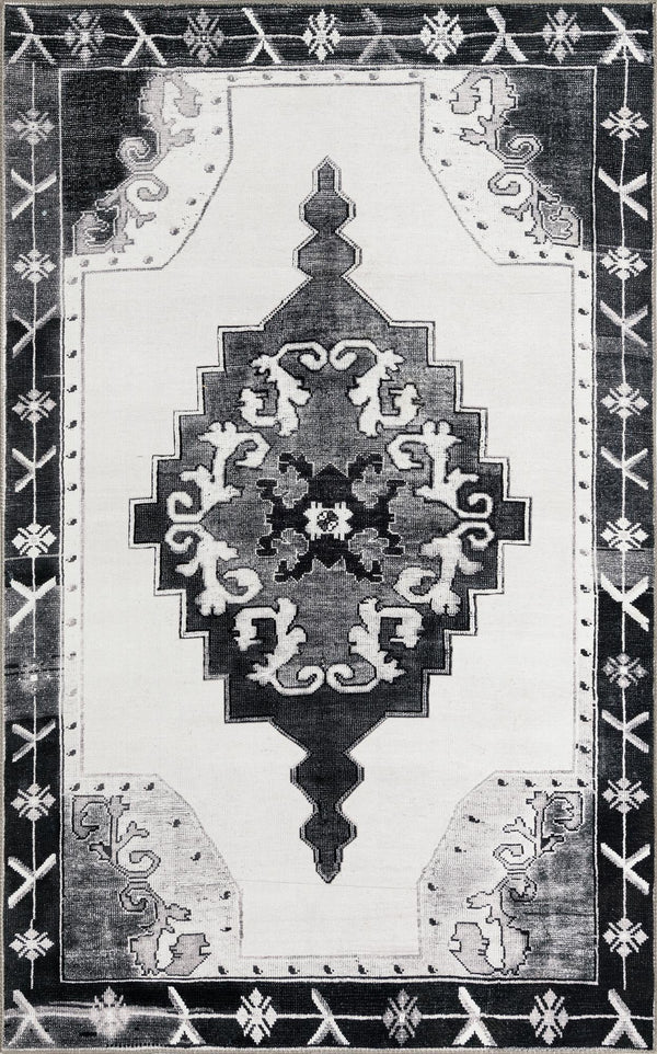 Unique Loom Timeless Thomas Machine Made Medallion Rug Black and White, Gray 5' 1" x 8' 0"