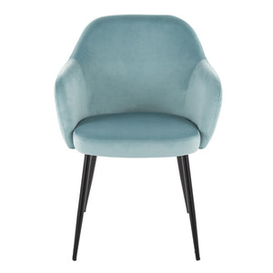 English Elm Dining Chair Set of 2 Velvet Upholstered Tapered Metal Legs Contemporary Style Light Blue B202P471289