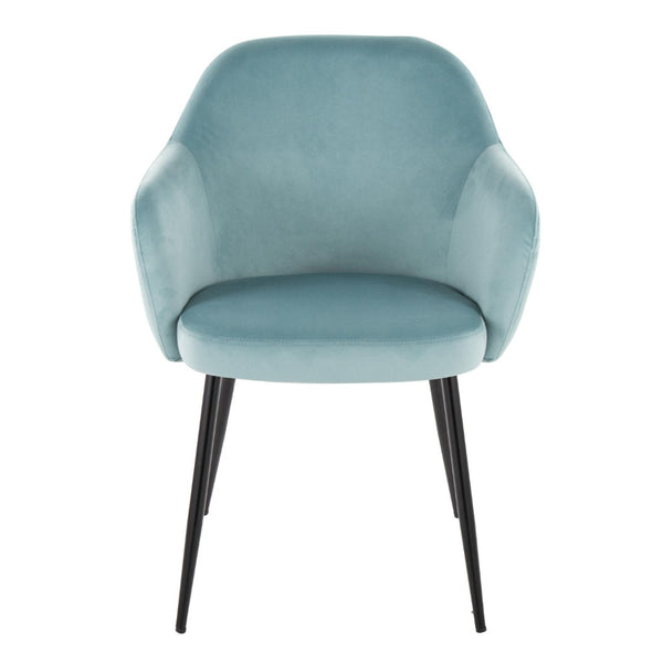 English Elm Dining Chair Set of 2 Velvet Upholstered Tapered Metal Legs Contemporary Style Light Blue B202P471289