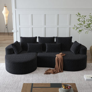 English Elm Modern Chenille Cloud Sectional Sofa with Deep Cushions and 7 Pillows for Living Room W834S00485