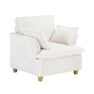 English Elm This Corduroy Single Seat Accent Chair with Ottoman and Pillows for Cozy Nook Spaces W1658P254570