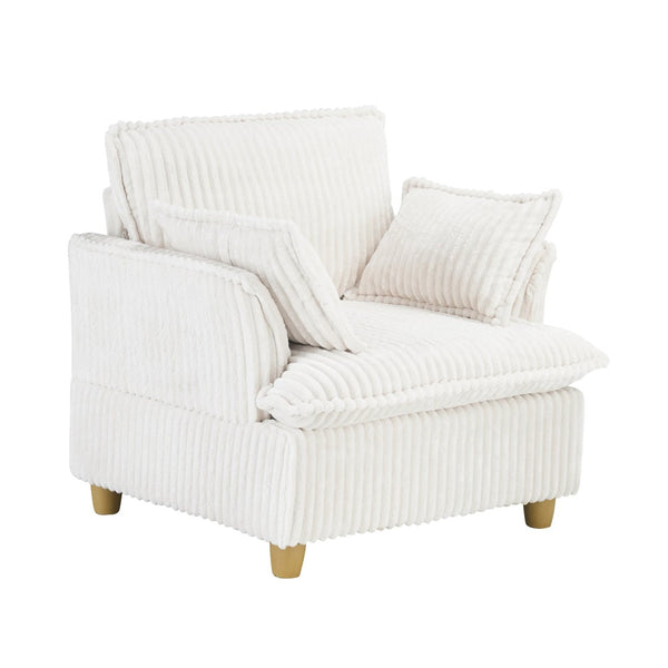 English Elm This Corduroy Single Seat Accent Chair with Ottoman and Pillows for Cozy Nook Spaces W1658P254570