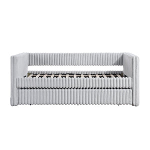 English Elm 1pc Daybed with Trundle Corduroy Upholstery Modern Luxury Guest Sofa Bed Durable & Space-Saving Design Gray 43 L x 38 W x 9.5 H B011S01720