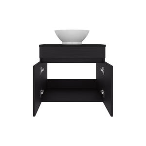 English Elm Bathroom Vanity with Sink Engineered Wood, Single Drawer Storage, Compact Modern Minimalist Design Black 27.56 L x 22.05 W x 12.2 H B097P350326