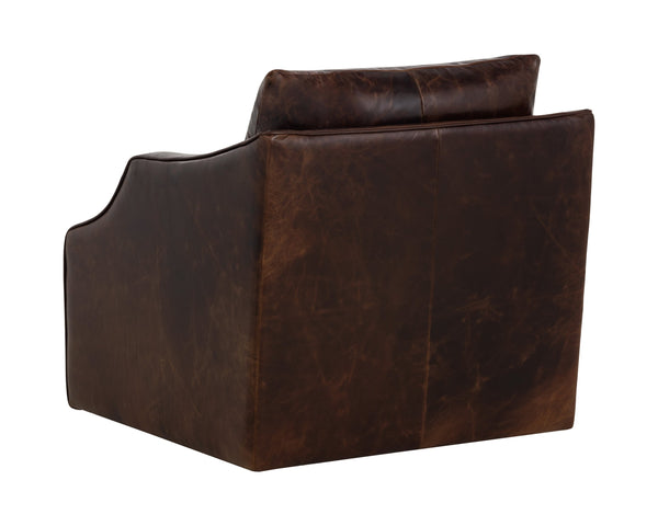 Sunpan Orwell Swivel Lounge Chair - Luxurious Chocolate Leather With Modern Design & Sleek Profile Brown Leather 112160