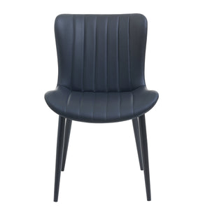 English Elm Set of 2 Dining Chairs with Thick Cushions and PU Leather Upholstery — Modern Sturdy Iron Frames for Home & Restaurant Seating Black N842P300557B