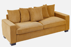 English Elm Luxe Corduroy Sofa with 5 Toss Pillows, Deep-Seat 3-Seater Couch, Sleek Modern Design, 88" Wide Ginger B2735P256727