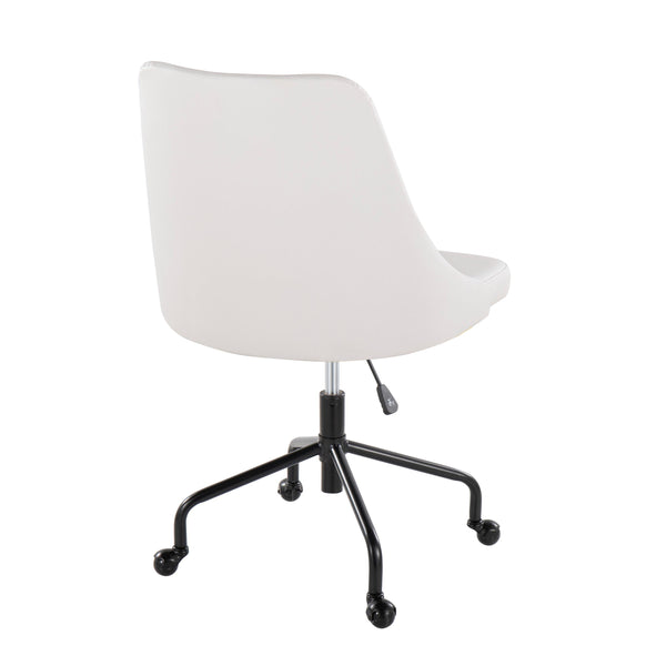 English Elm Marche Contemporary Adjustable Office Chair with Button-Tufted Faux Leather, Swivel Casters, Chic Comfort White B202P223945