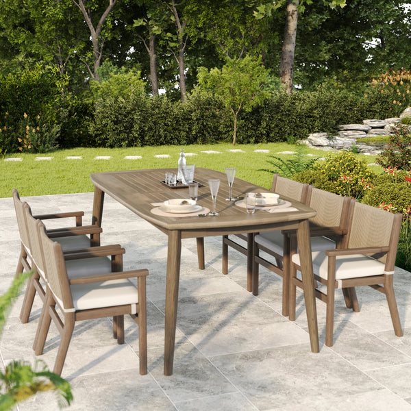 English Elm Christopher Knight Home® - Acacia 8-Person Outdoor Dining Table, Solid Acacia Wood Patio Farmhouse Design, Weather-Resistant 70.75" L N779P236677N