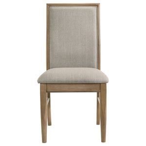 English Elm Dreydon Barley Upholstered Dining Side Chair Set of 2 — Distressed Light Brown Rubberwood Frame, Cozy Barley Fabric Back Support B062P374084