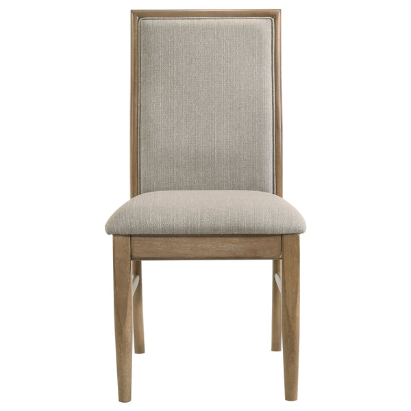 English Elm Dreydon Barley Upholstered Dining Side Chair Set of 2 — Distressed Light Brown Rubberwood Frame, Cozy Barley Fabric Back Support B062P374084