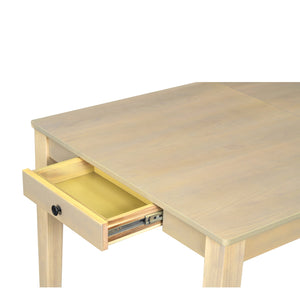 English Elm TOPMAX Rustic 7-Piece Solid Wood Extendable Dining Set with 18" Removable Leaf, 6 Upholstered Chairs, 2 Drawers Natural SP000078AAN