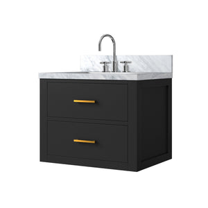 English Elm Black Compact Bathroom Vanity Set With Acrylic Top & Chrome Faucet – Modern Style, Easy Maintenance! B2731P257903