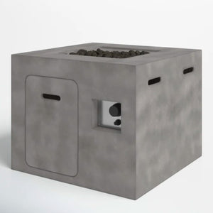 English Elm 24'' Fiber-Reinforced Concrete Outdoor Fire Pit with Hidden Tank Door, 40,000 BTU, Year-Round Use B120P198794
