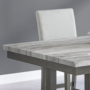 English Elm Selena 60" Counter Height Table With Gray Faux Marble Top & Stylish Storage Shelf For Modern Dining B061P406088-GIGA