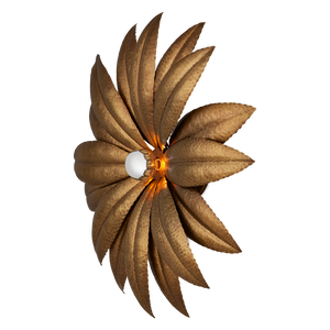 Alithea Antique Brass Wall Sconce - Hand-Hammered Floral Design for Elegant Indoor Illumination