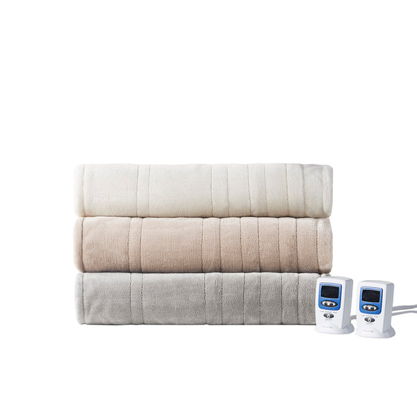 JLA Home Beautyrest - Heated Smart Blanket with Wi‑Fi, Voice Control & 20 Heat Settings, Oeko‑Tex Safety, Machine Washable Ivory BR54-4126