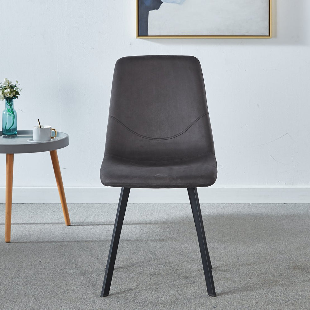 English Elm Dining Chairs Set of 2 Dark Gray Velvet Upholstered Mid-Century Metal Legs Ergonomic Supportive Seating for Kitchen & Dining Room, Easy Clean & Assembly B205P339998