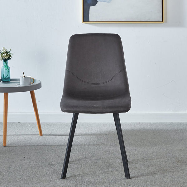 English Elm Dining Chairs Set of 2 Dark Gray Velvet Upholstered Mid-Century Metal Legs Ergonomic Supportive Seating for Kitchen & Dining Room, Easy Clean & Assembly B205P339998