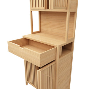 English Elm 72-foot-tall, bamboo double-door storage cabinet in natural finish with drawers, eco-friendly high-capacity organizer for bedroom, bathroom, dining, living rooms W2207P242502