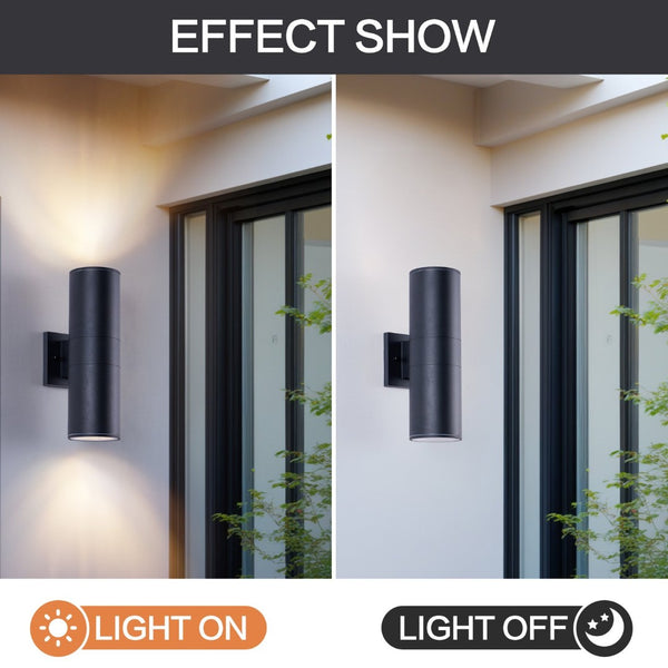 English Elm 12in Matte Black Aluminum Outdoor Wall Sconces up Down Lighting for Porch Patio Set of 4 W2312P416008