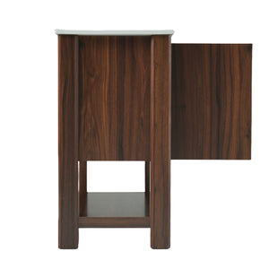 English Elm Christopher Knight Home® - 36" Modern Wall-Mounted Bathroom Vanity with Ceramic Sink, Soft-Close Doors, Fluted Accent & Open Shelves Antique brown N817P245321B
