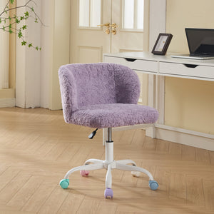 English Elm A&A Plush Faux Fur Office Chair with Ergonomic Wrap Back, Breathable No-Shed Seat and Stable Base Violet W1143P324152