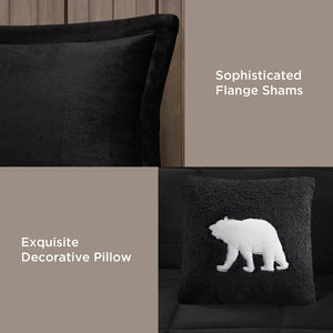 English Elm 4-piece King Sherpa Reverse Comforter Set with Hypoallergenic Fill for Bold Bedrooms B035P408272