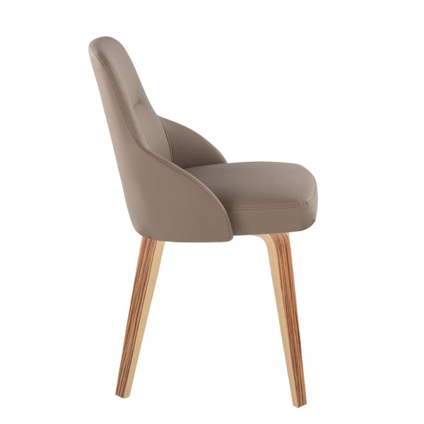 English Elm Chair Set of 2 Zebra Wood Grain Faux Leather Padded Dining Seating Contemporary B202S02127